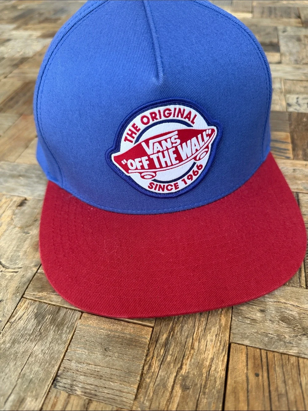 Vans Two-Tone Snapback Hat in Blue and Red